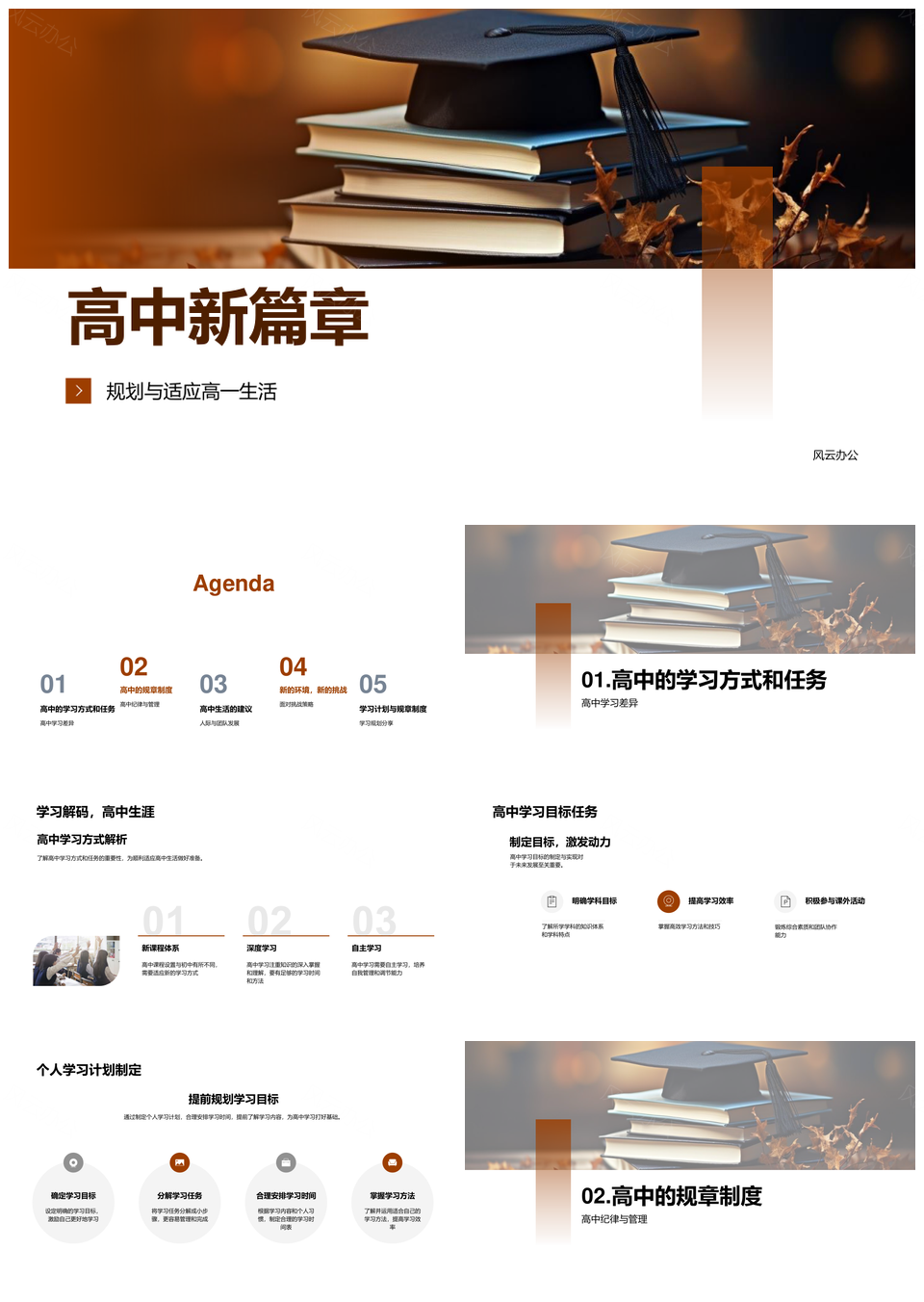 高中教育新篇章规纪学计课堂着装书启PPT模板