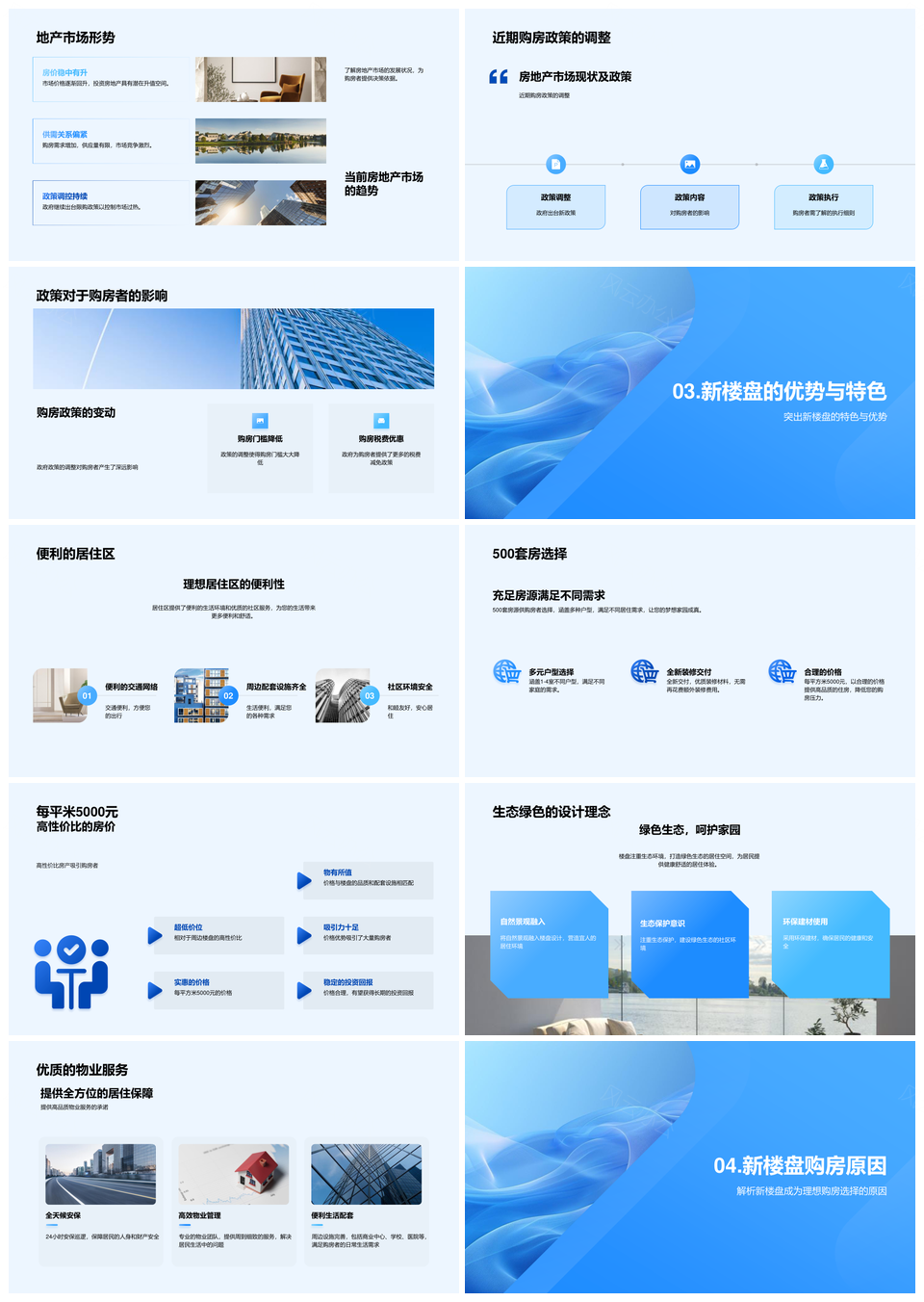 房地产新楼盘购房政策户型设计物业服务地理位置发布总结PPT模板