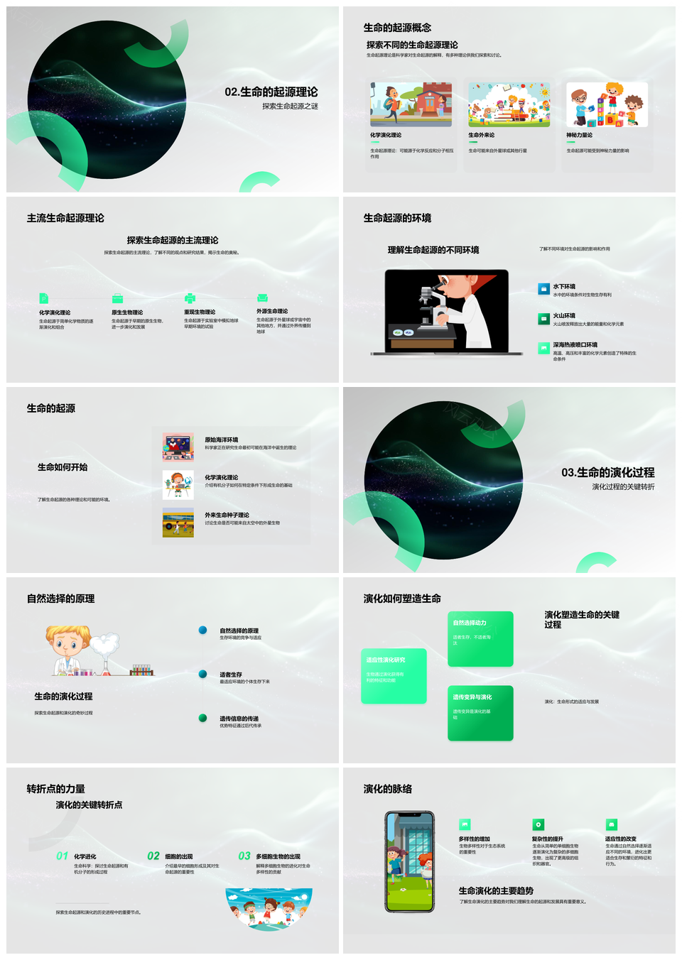 生命起源演化理论科学教学PPT模板