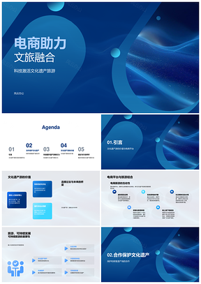 电商助力文旅融合VR互动护遗可持续游PPT模板