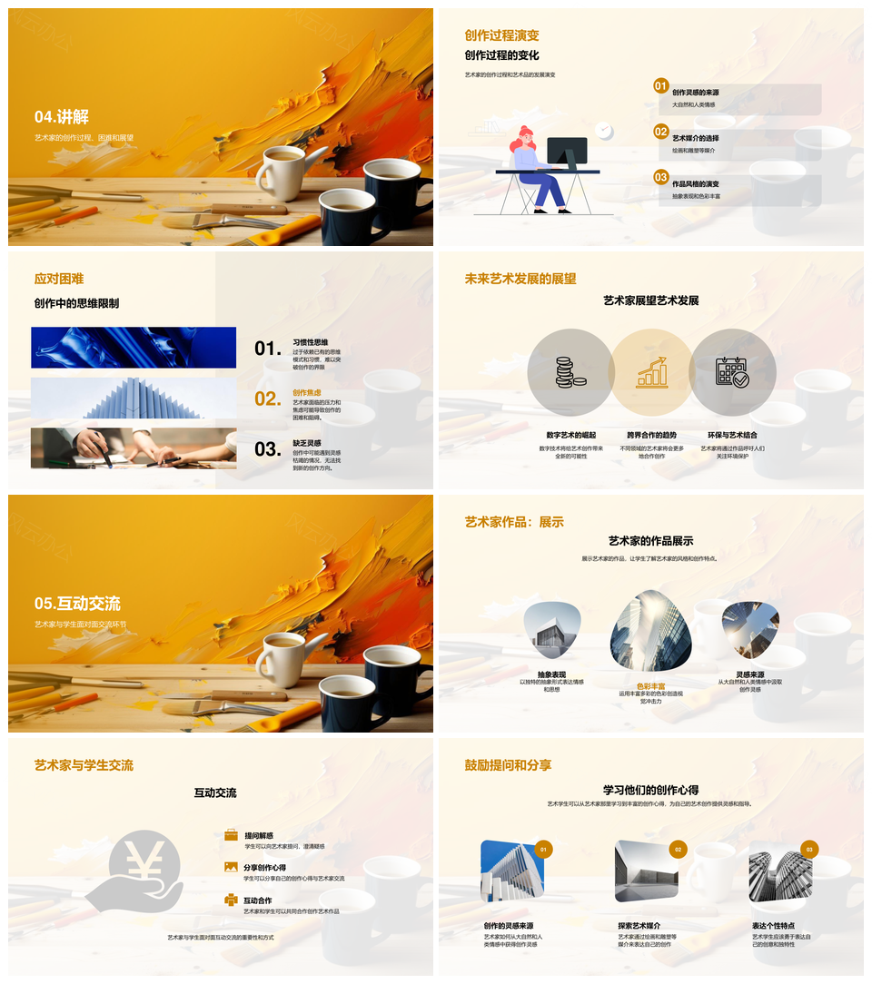 艺术家合作博物馆抽象表现作品风格PPT模板