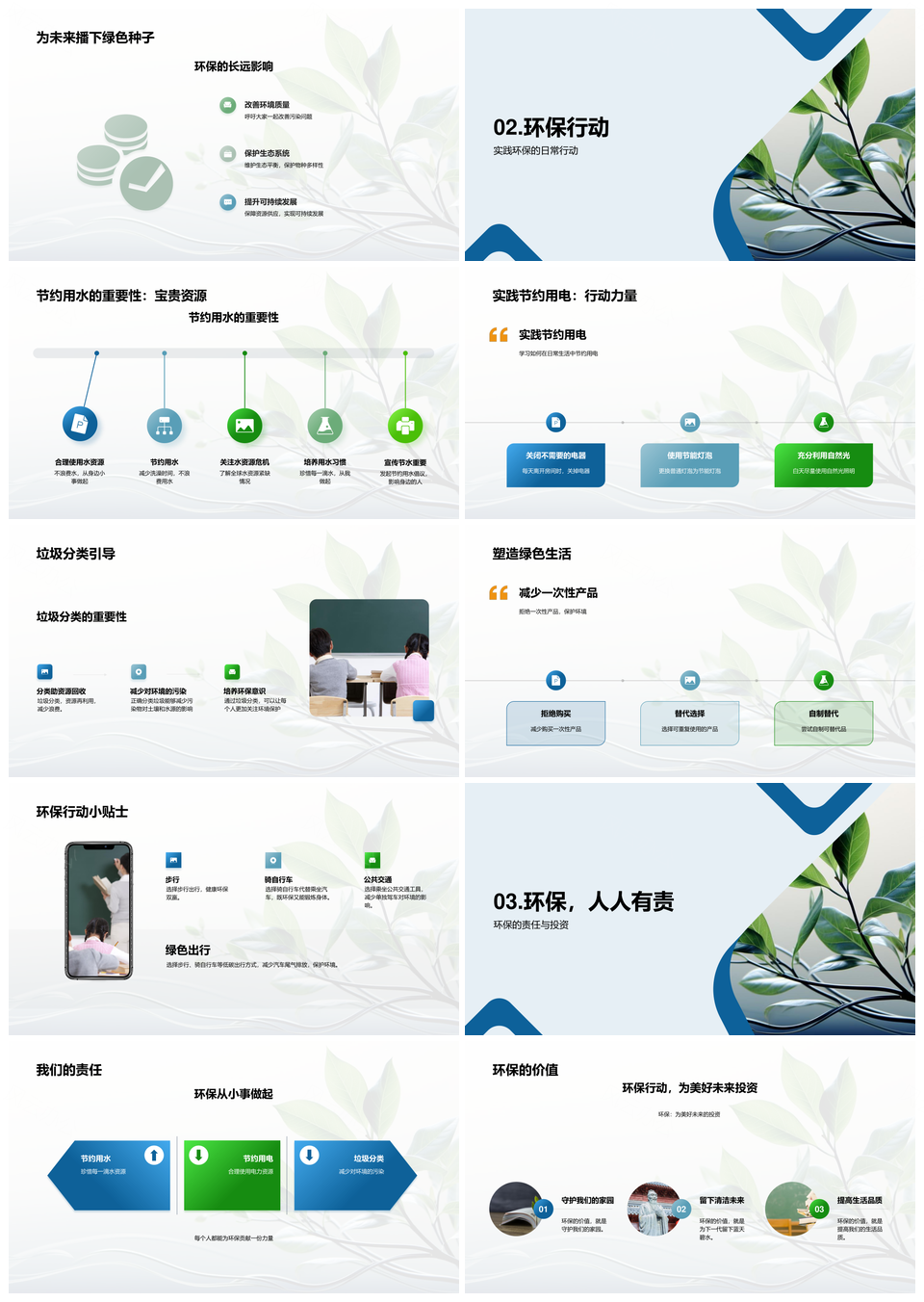 环保行动节水节电分类共建绿色未来PPT模板