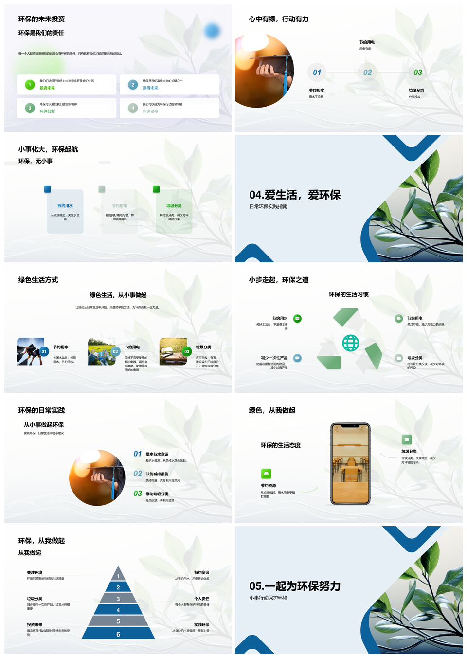 环保行动节水节电分类共建绿色未来PPT模板