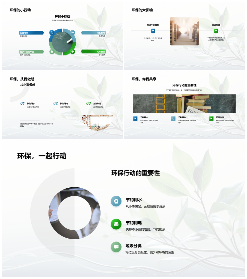 环保行动节水节电分类共建绿色未来PPT模板