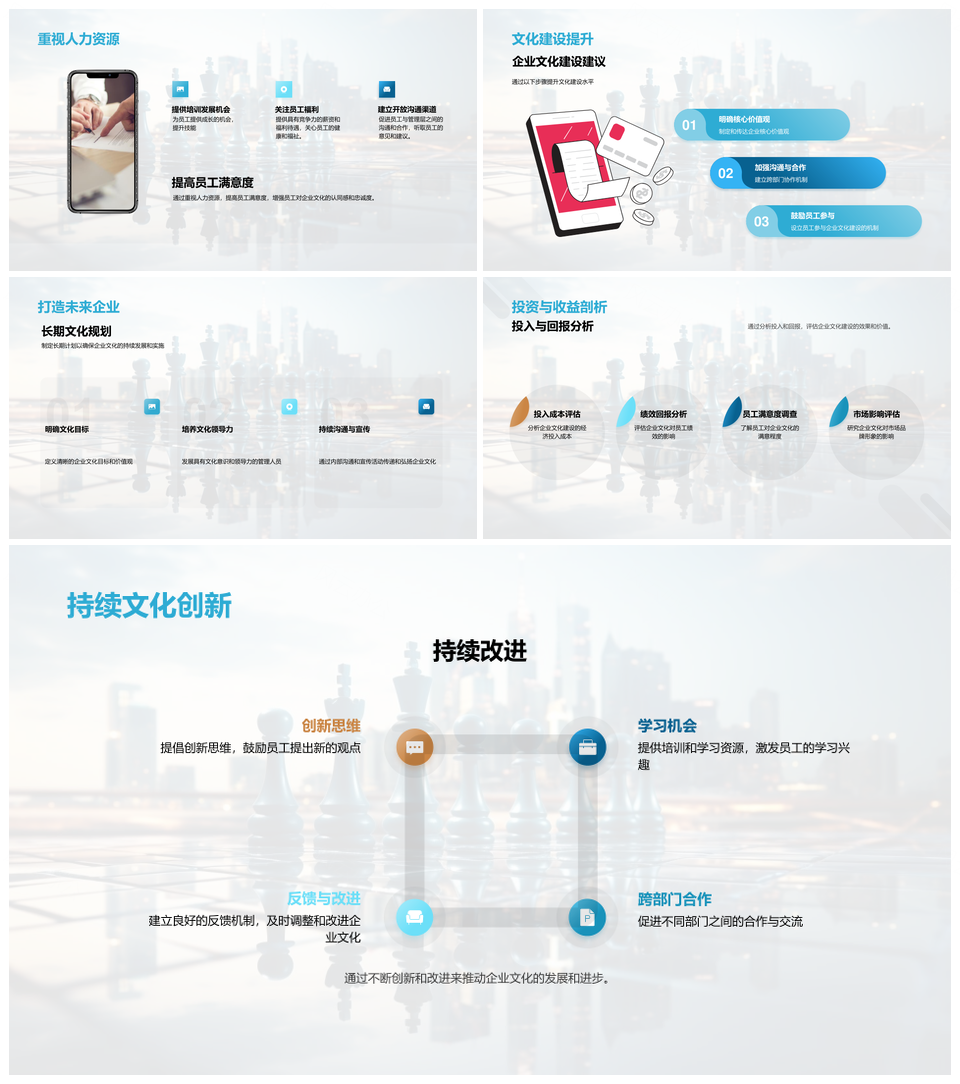 筑企业文化人力策略招聘培训激励绩效评估摩天PPT模板