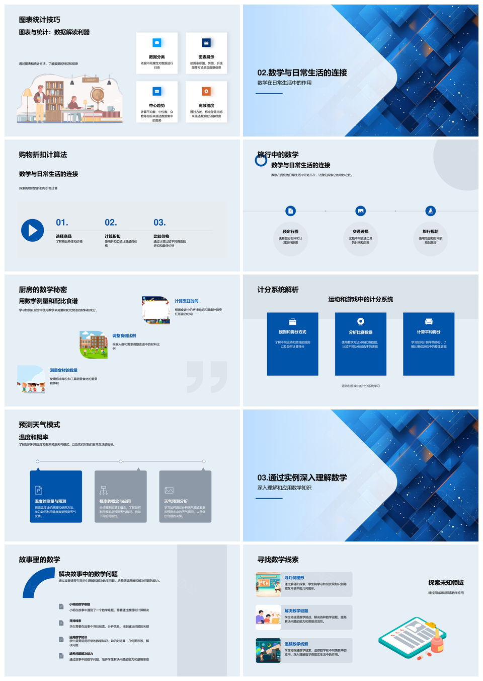 生活几何符号图表厨房健康游戏数学实践课程PPT模板