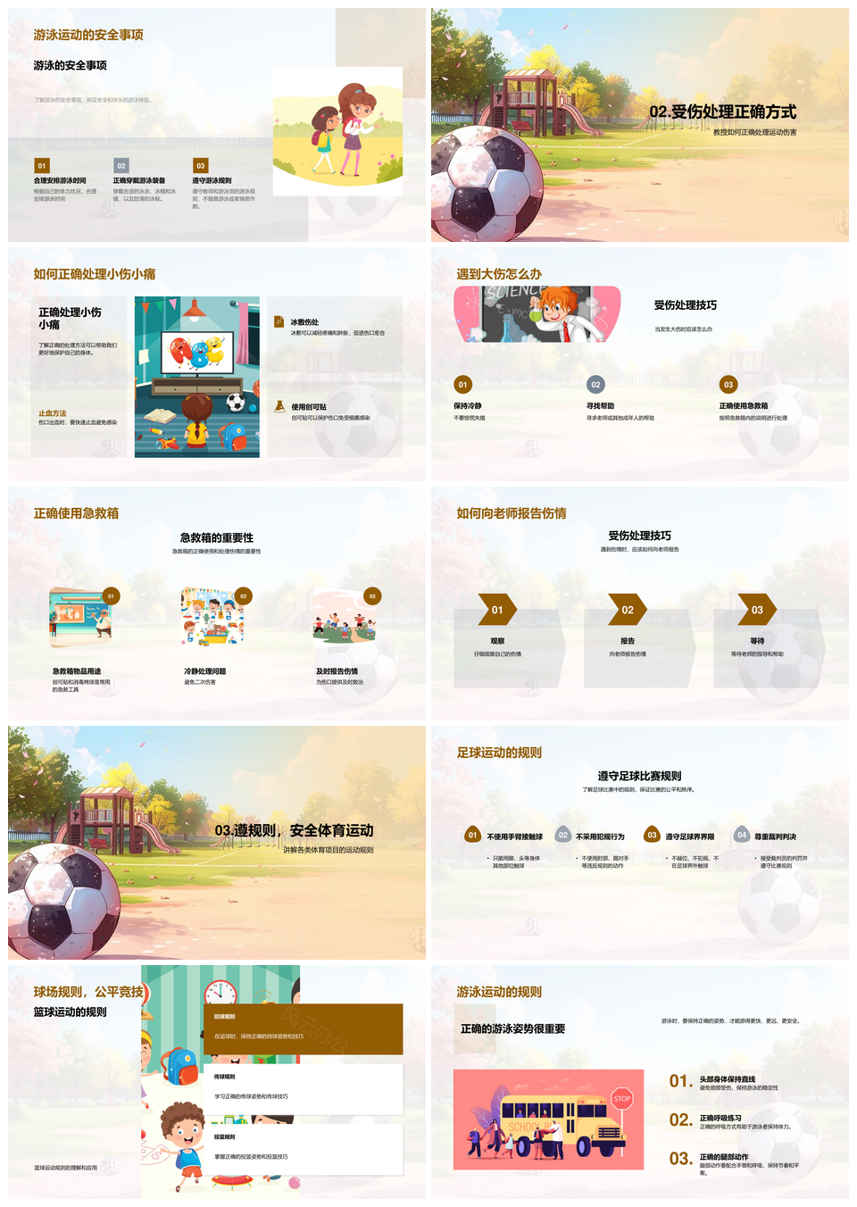 运动安全讲座受伤处理正确求助及时安全享受运动PPT模板