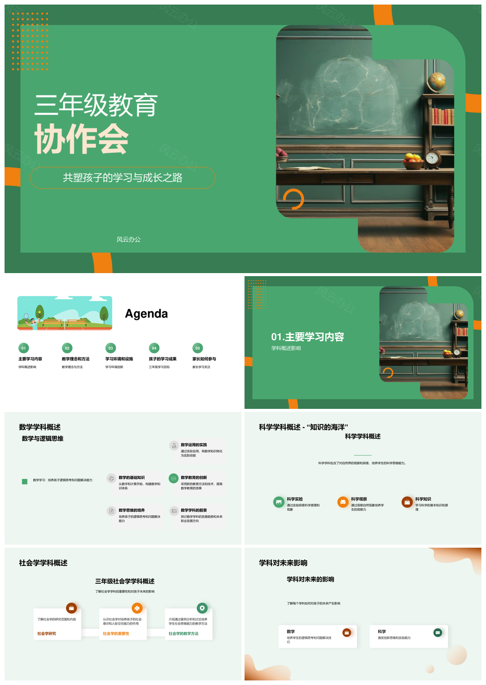 三年级教育协作会教学理念方法环境成果家长参与PPT模板