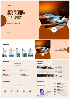 厨师团队半年服务提升与客户反馈总结PPT模板