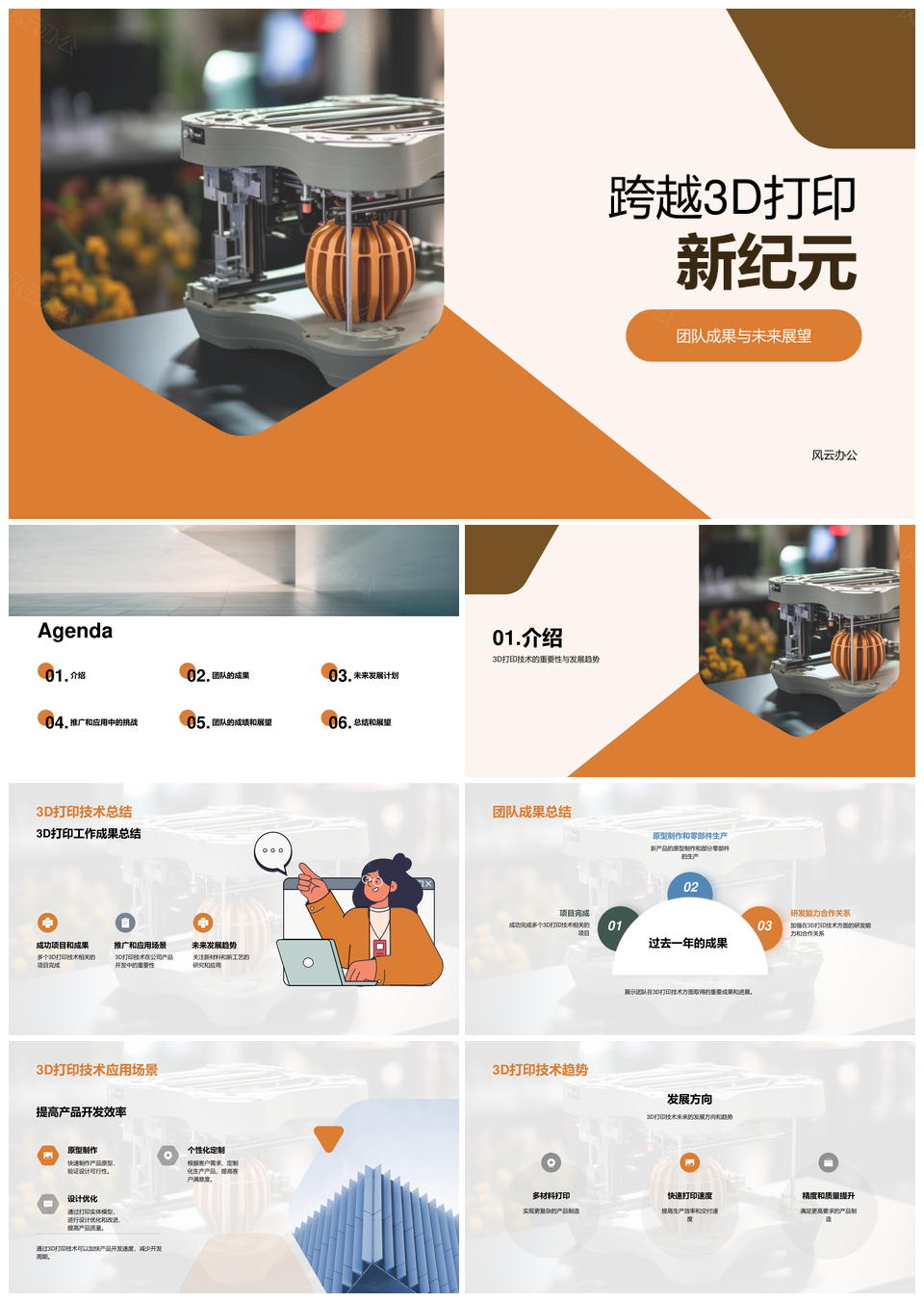 研发团队3D打印技术年终成果进展总结PPT模板