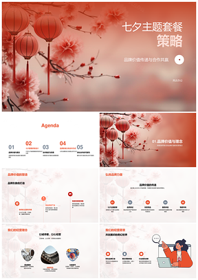 七夕品牌合作共赢主题套餐策略PPT模板