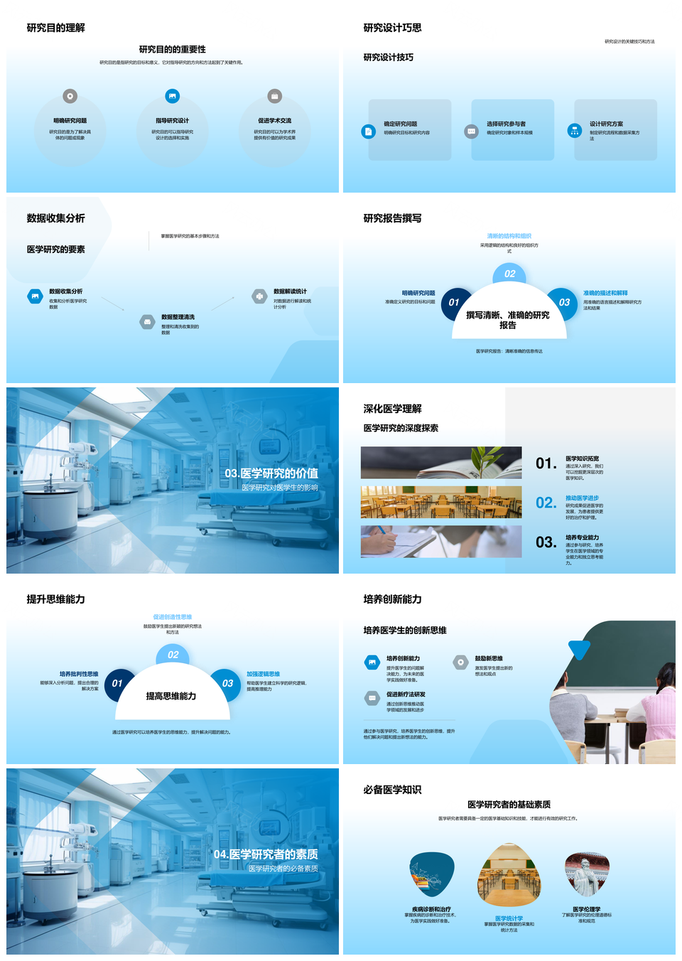 医学研究方法设计与医学生显微创新思维PPT模板