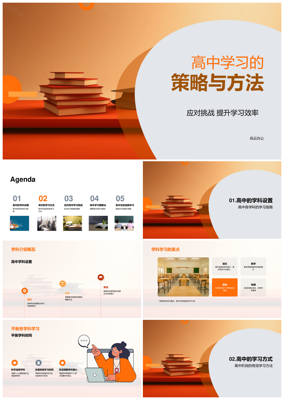 高中生应对挑战提升效率学习法PPT模板