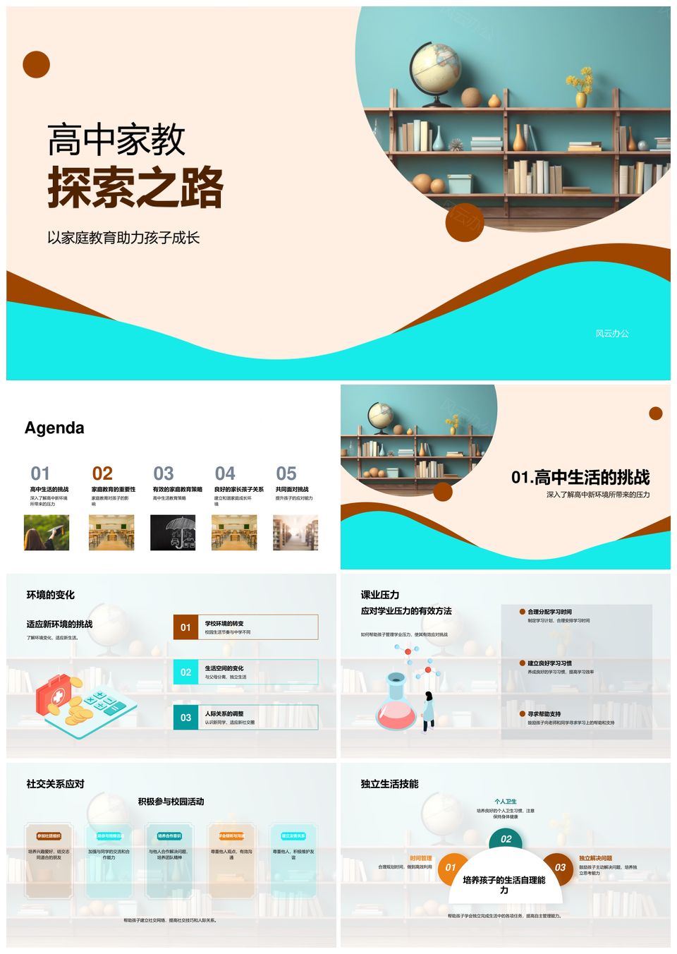 高中家教助力成长适应学业社交独立亲子沟通PPT模板