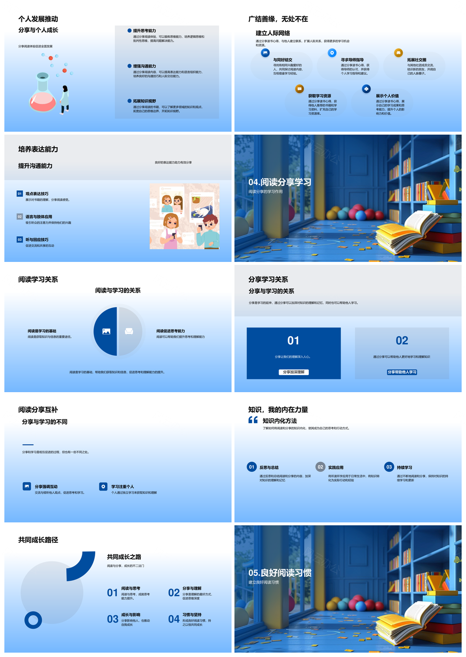 阅读习惯提升思维知识助力个人发展PPT模板