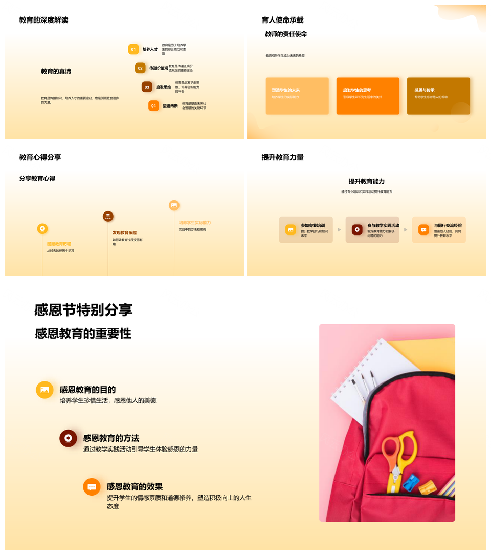 教育感恩真谛黑板教学传承回顾PPT模板