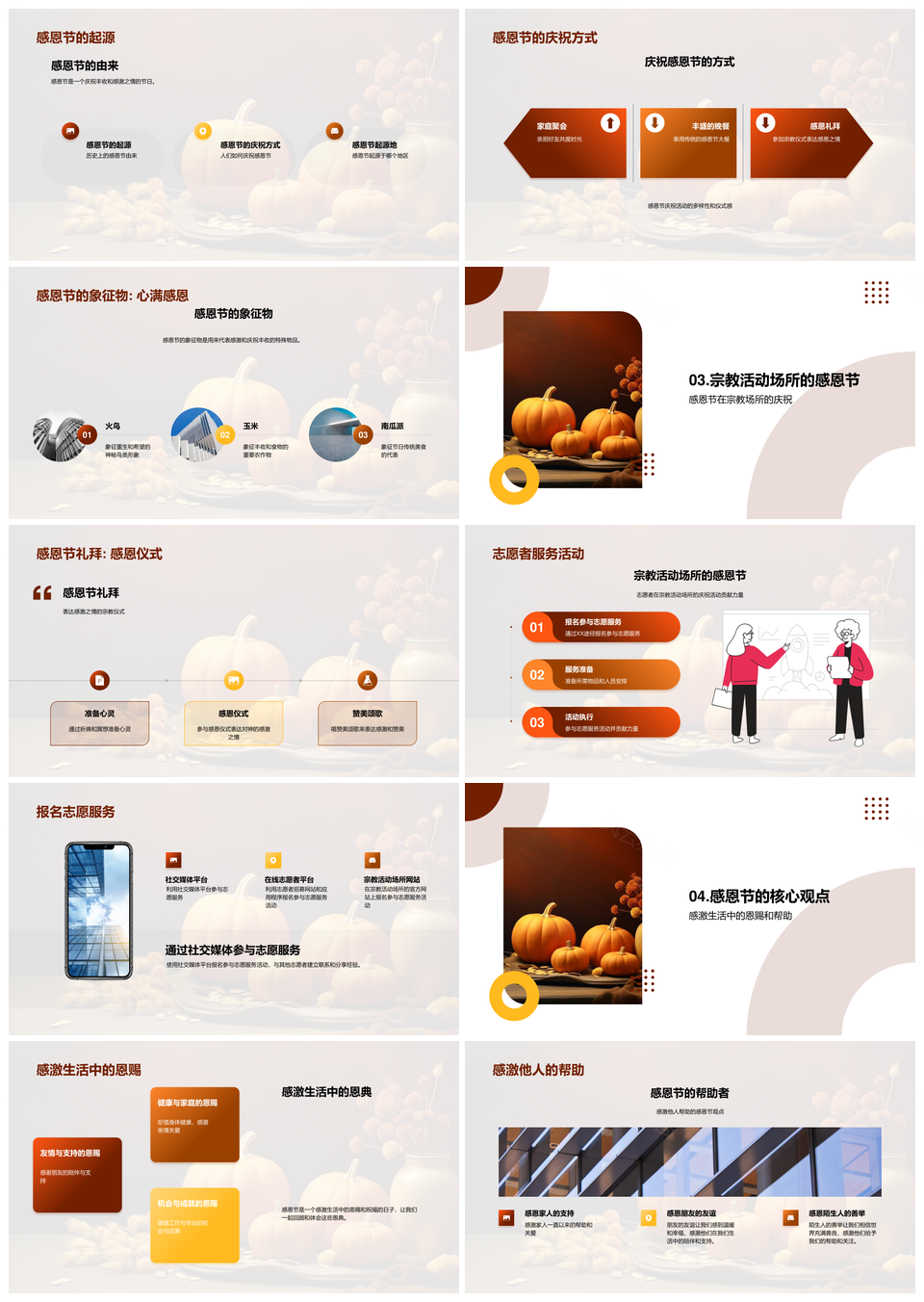 感恩节起源意义礼拜盛宴志愿者活动报名共庆PPT模板