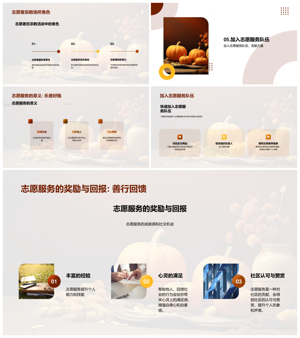 感恩节起源意义礼拜盛宴志愿者活动报名共庆PPT模板