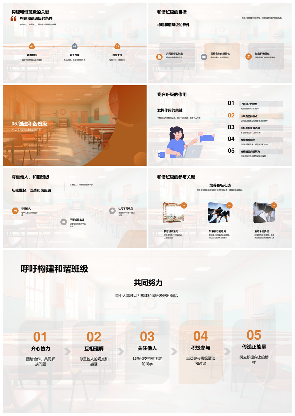 同心协力共建和谐美好班集体PPT模板