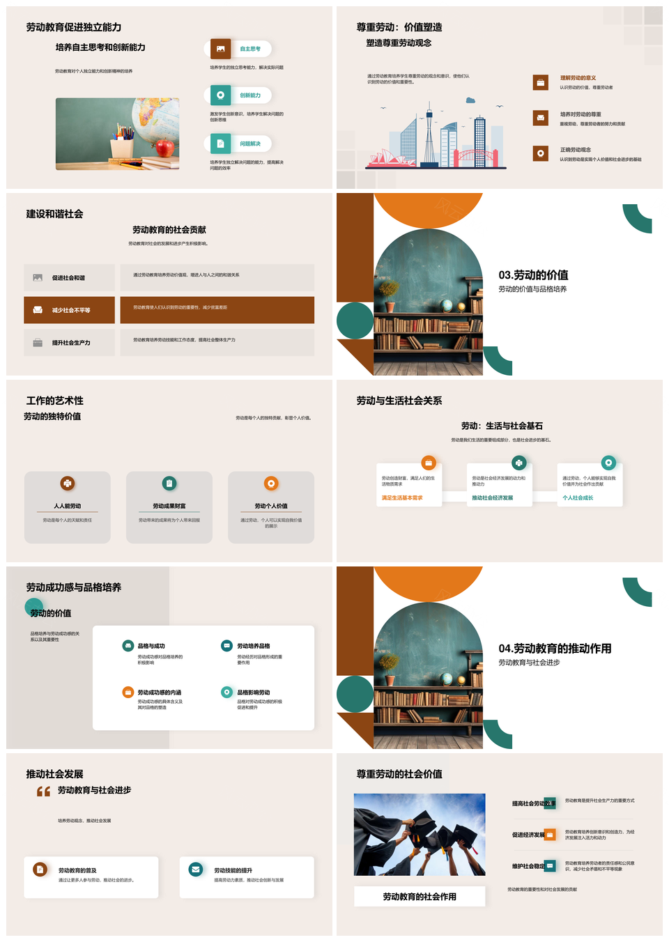 劳动教育价值与个人成长品格培养PPT模板