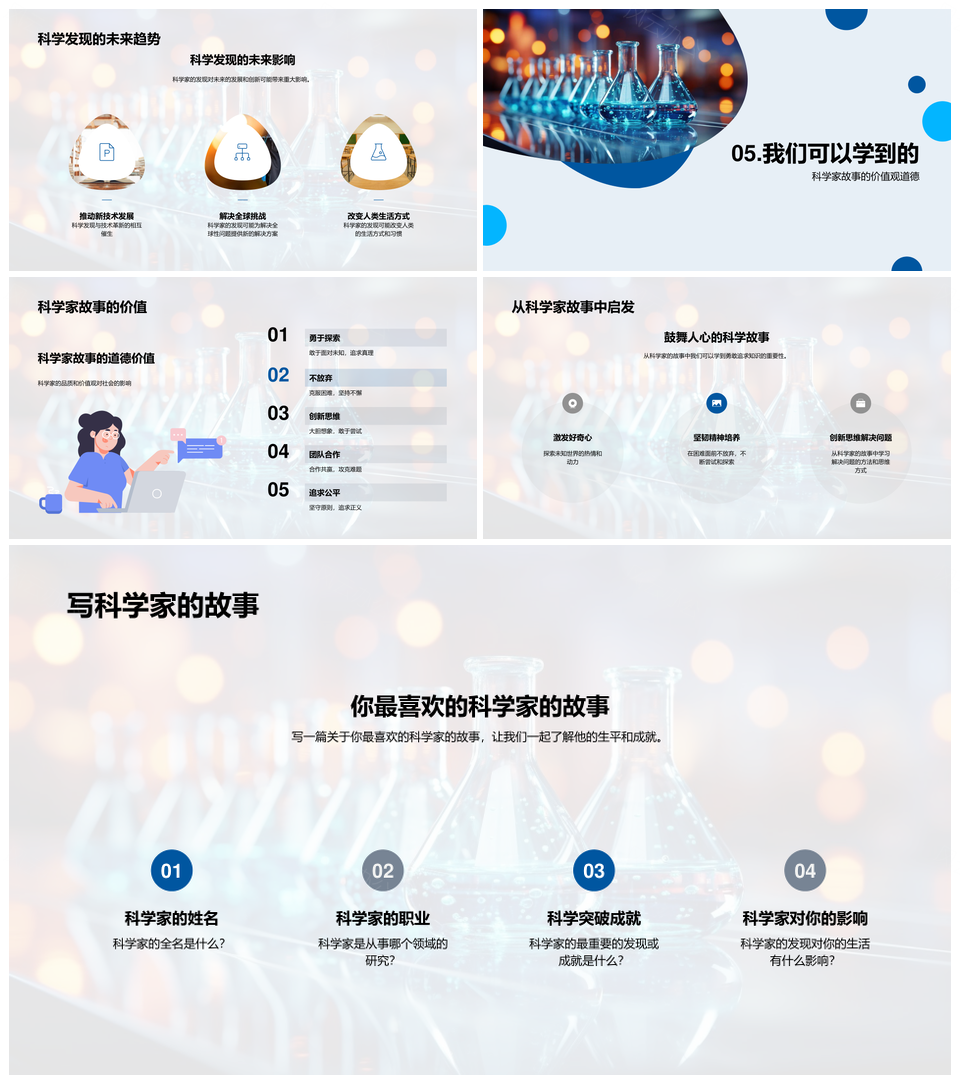 科学巨人科研教育研究显微镜探秘PPT模板