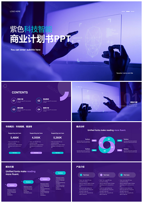 紫蓝科技互联网商业计划书PPT模板