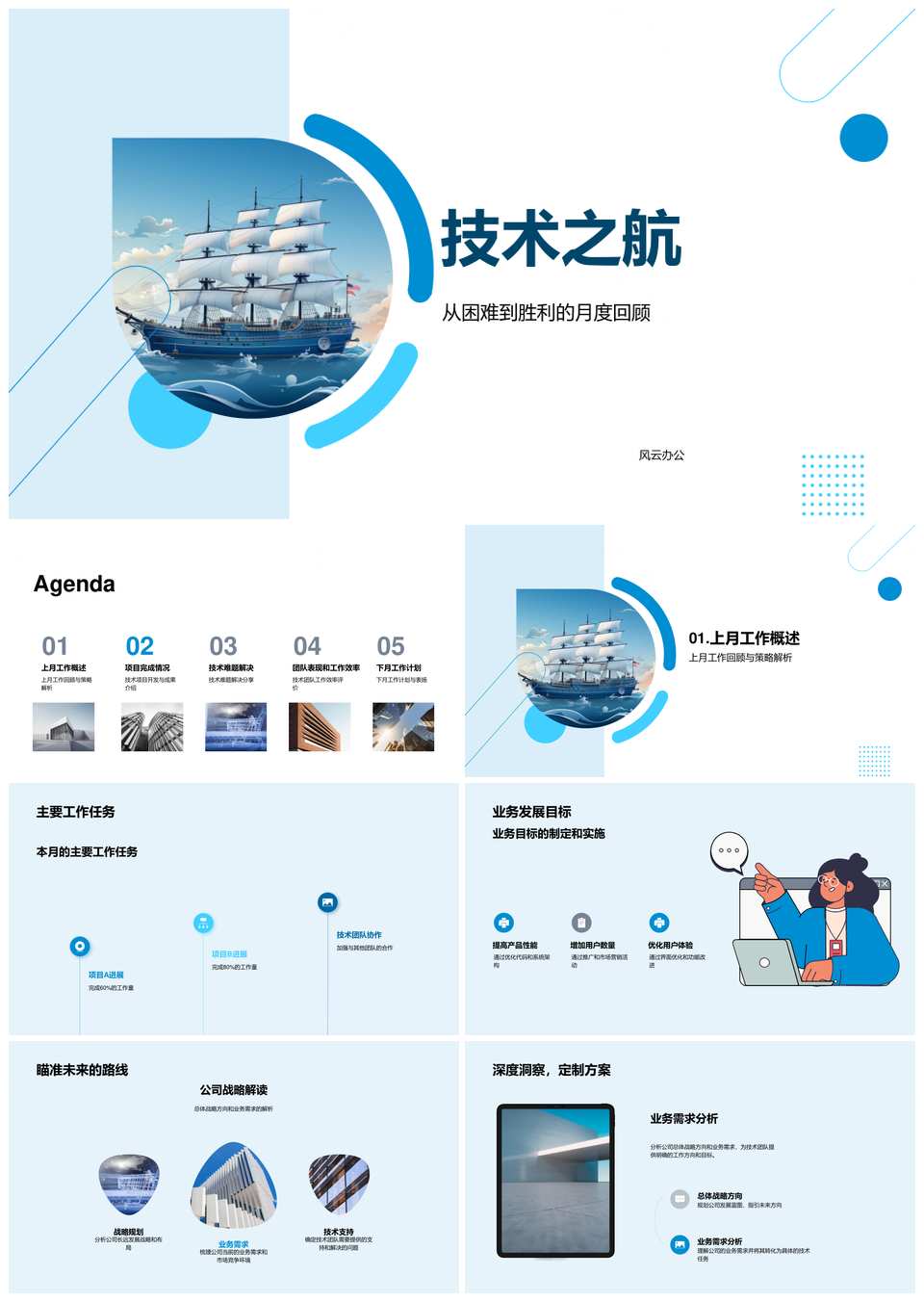 技术之航总监领航IT月报项目攻坚团队扬帆PPT模板
