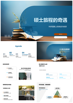 硕士科研挑战答辩协作课题毕业礼赞PPT模板