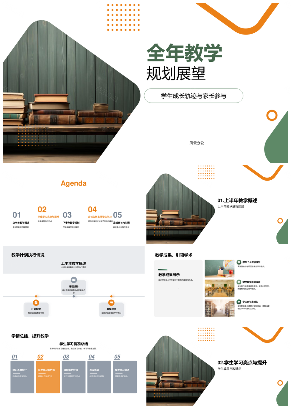 全年教学规划家校共育助学业成长PPT模板