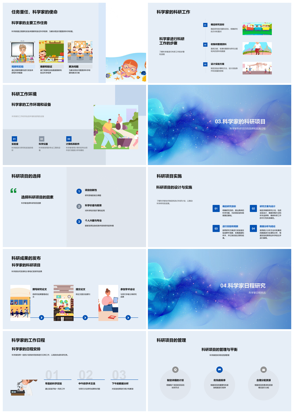 科学家科研工作生活实践挑战PPT模板