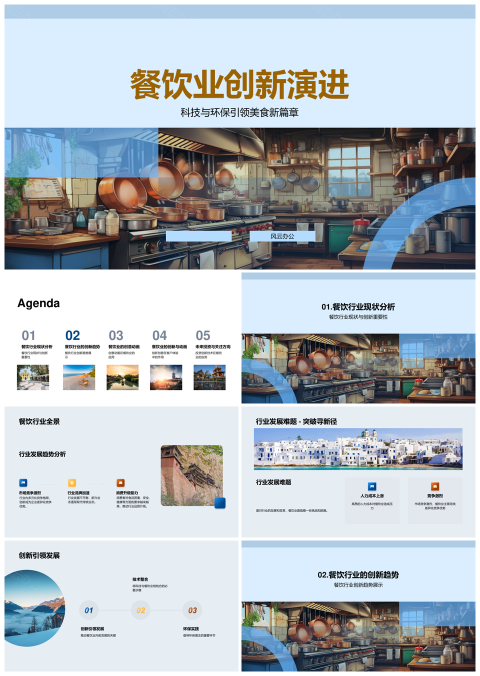 智慧餐饮创新科技环保动画服务体验PPT模板
