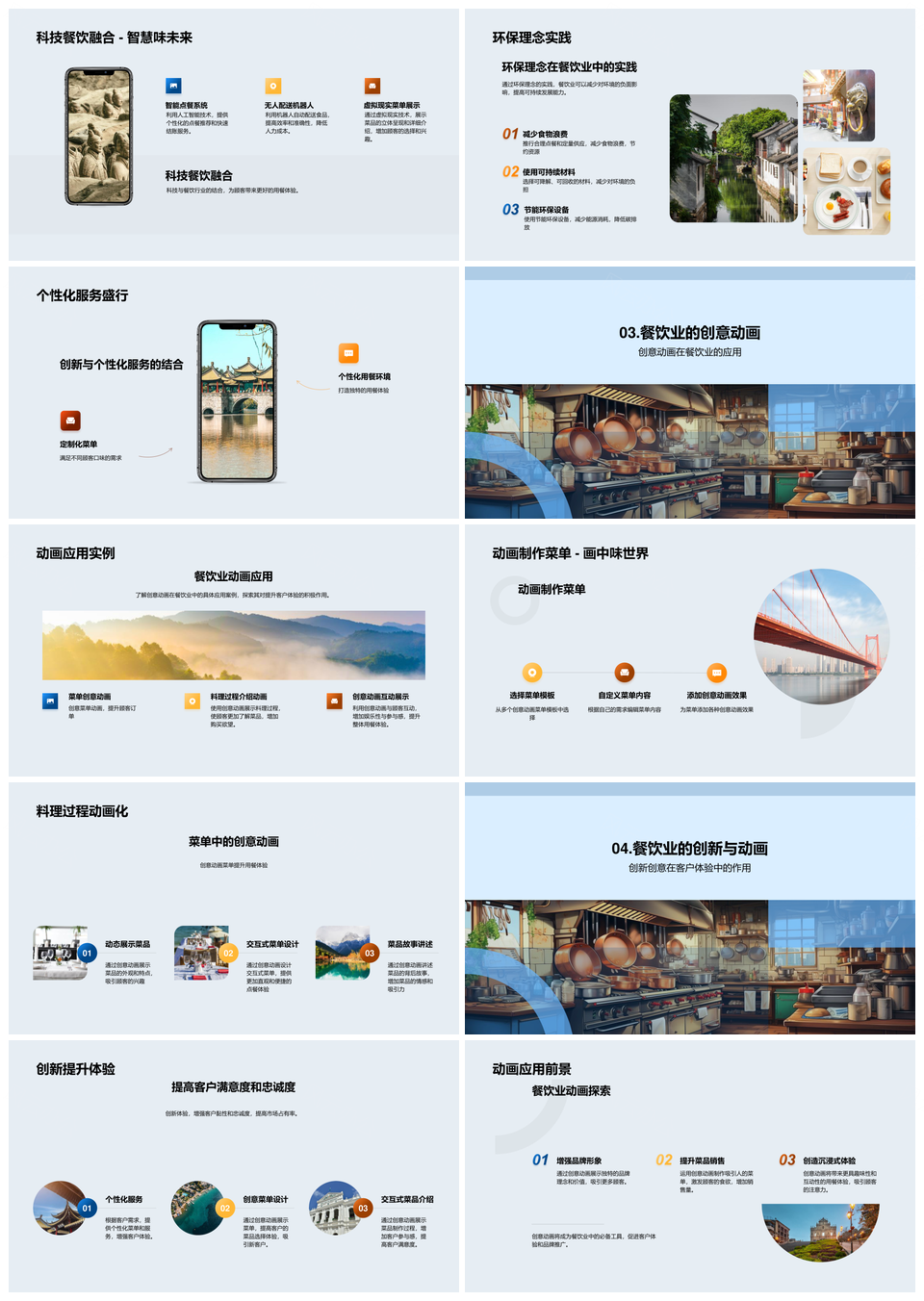 智慧餐饮创新科技环保动画服务体验PPT模板