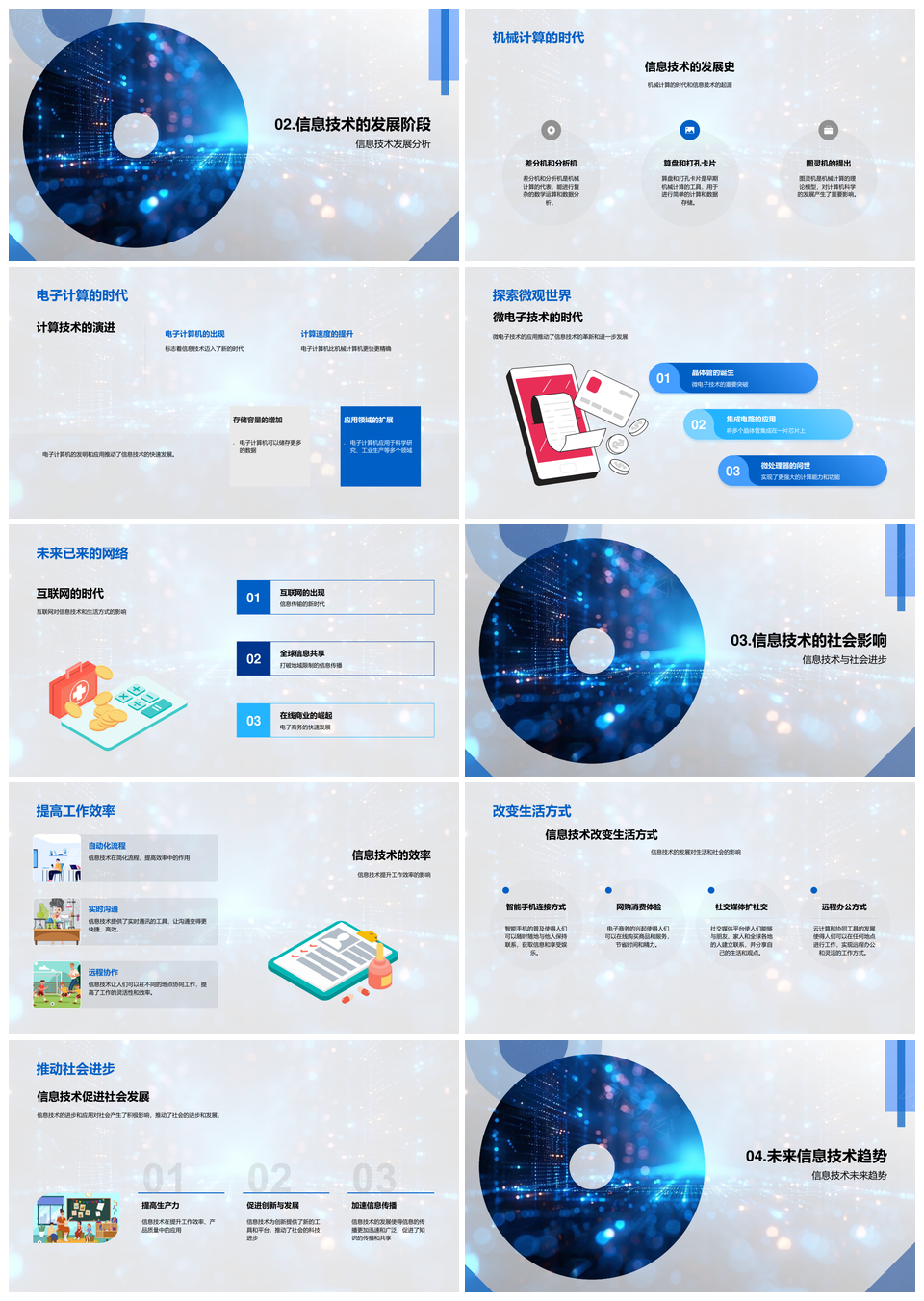 信息技术演进史电子计算至AI效率社会进步PPT模板