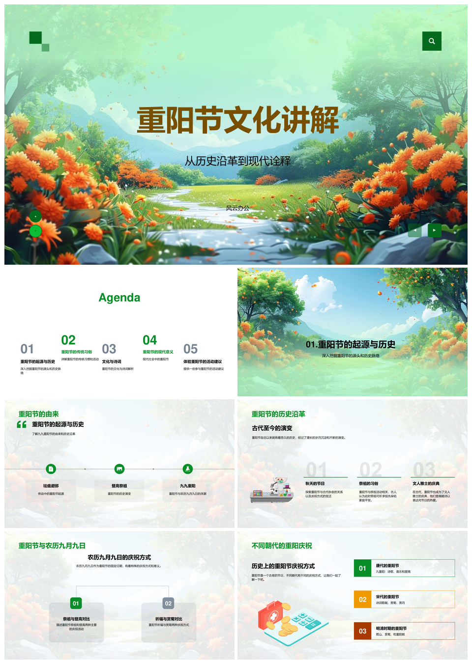 2025重阳节传统习俗历史沿革九月九登高赏菊PPT模板