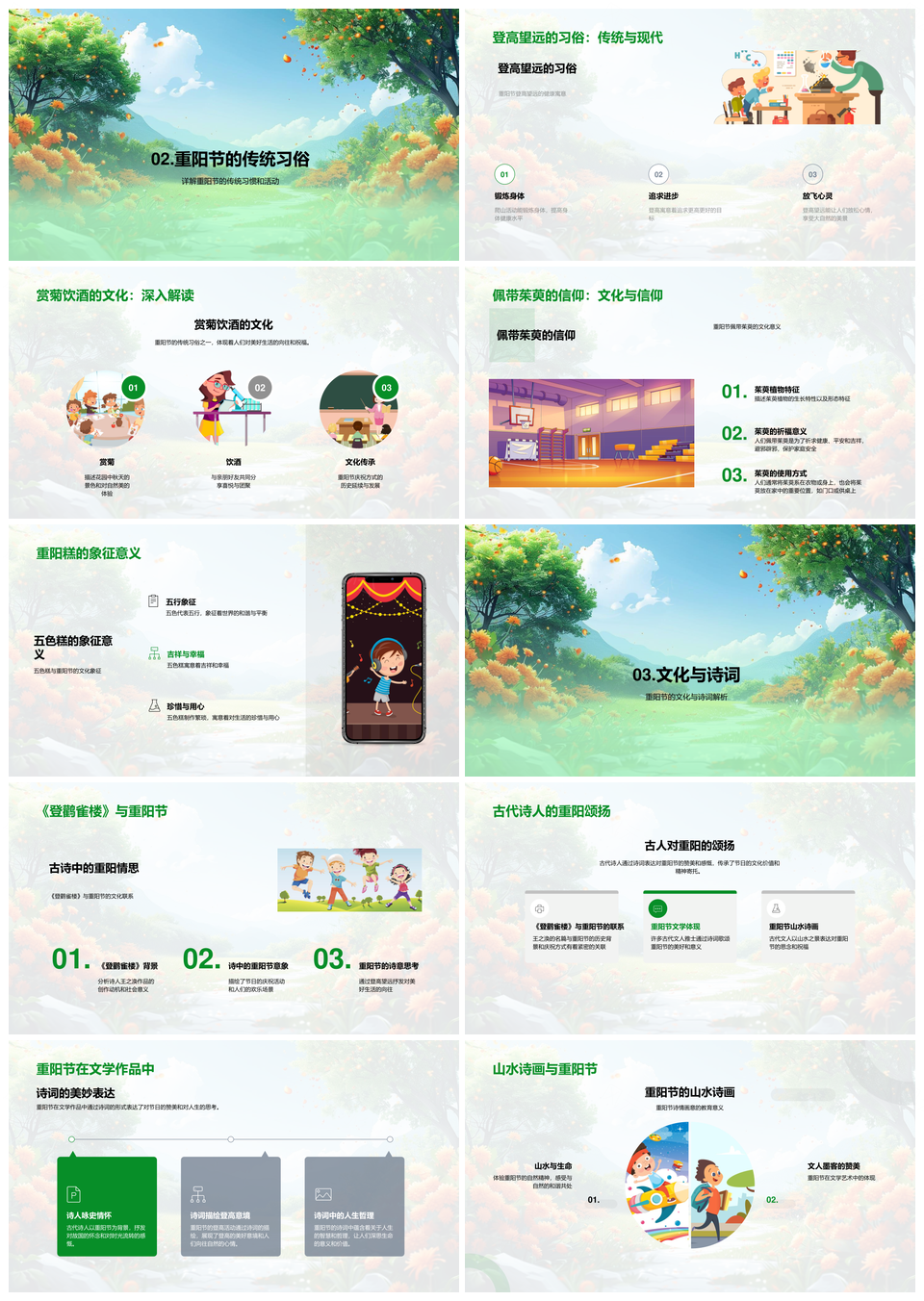 2025重阳节传统习俗历史沿革九月九登高赏菊PPT模板