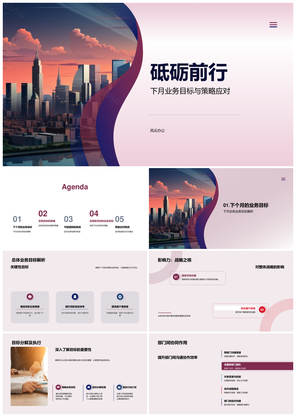 银行分支经理协作创新攻坚业务目标PPT模板