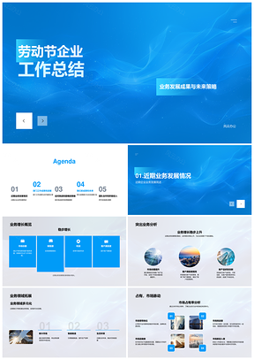 劳动节企业工作总结业务发展未来策略部门成果表彰合作案例应对挑战优化PPT模板