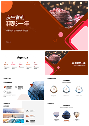 庆生者家庭成长职场同游庆生年PPT模板
