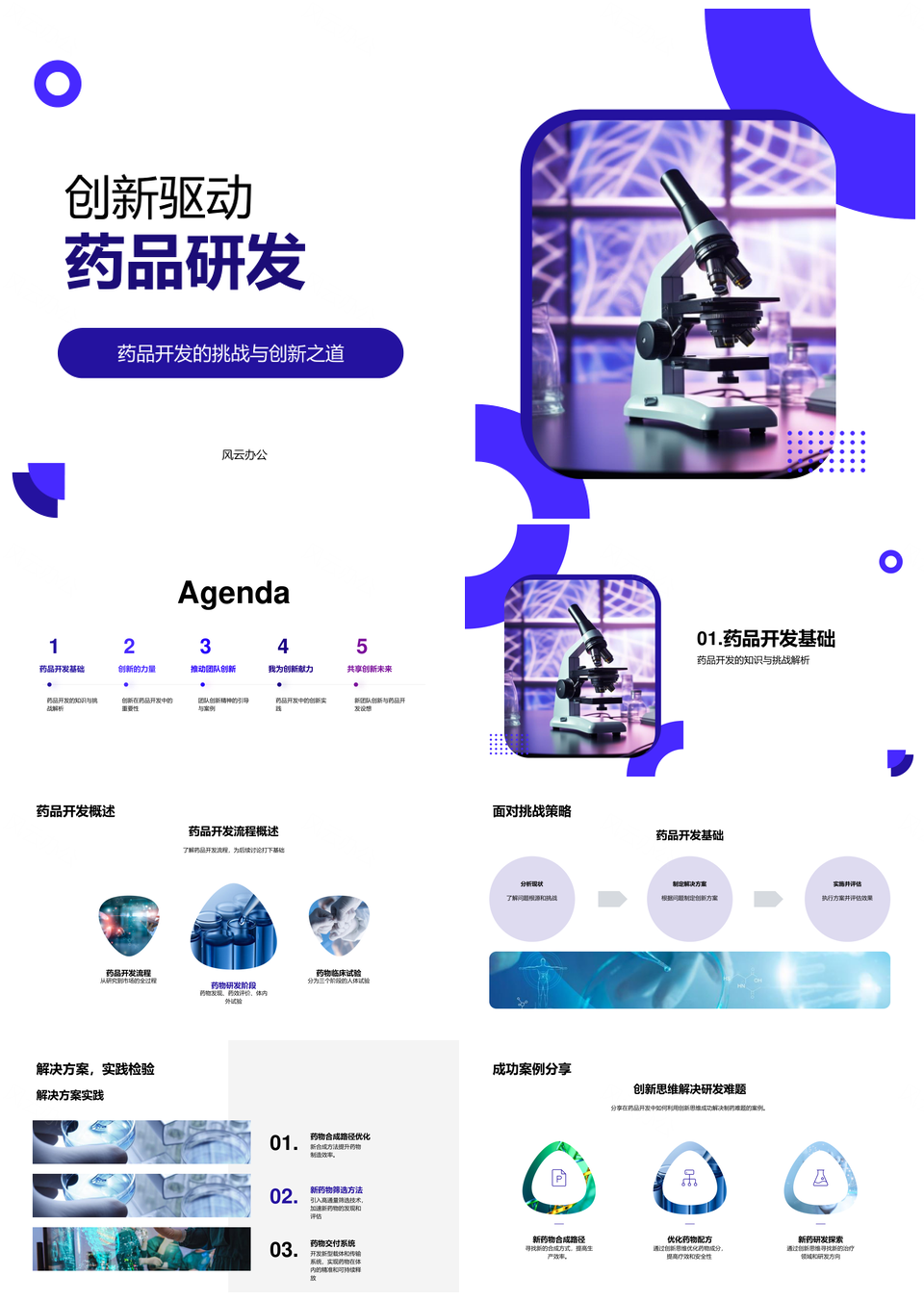 创新驱动药研挑战与合成路径PPT模板