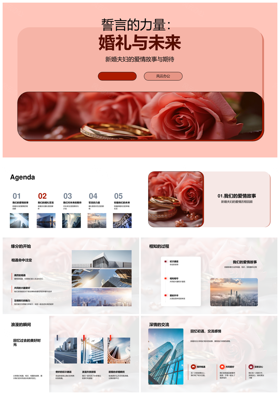 新婚夫妇婚礼誓言力量见证未来PPT模板
