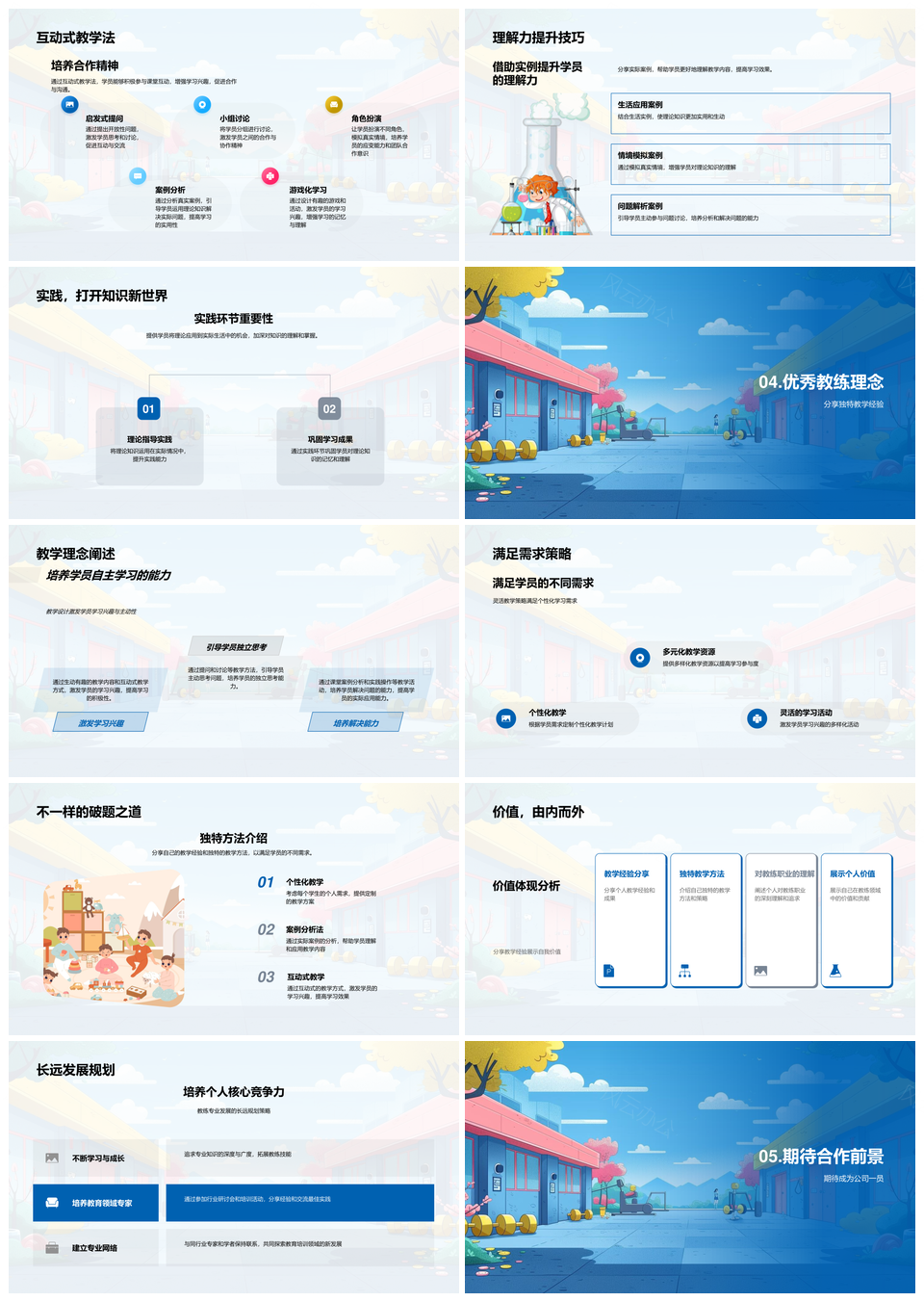教练述职教学策略学员需求教育背景多元方法质量评估PPT模板