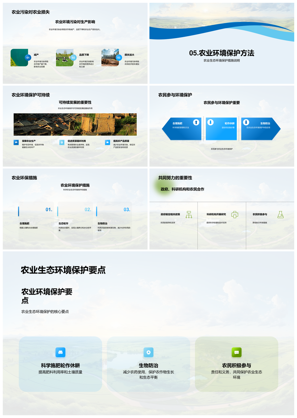 农业科学家农民携手护农林牧渔生态PPT模板