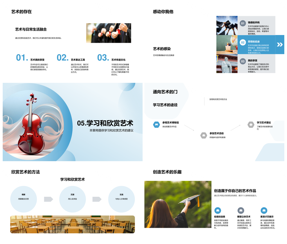 艺术发现创造视觉表演音乐文学想象力文化PPT模板