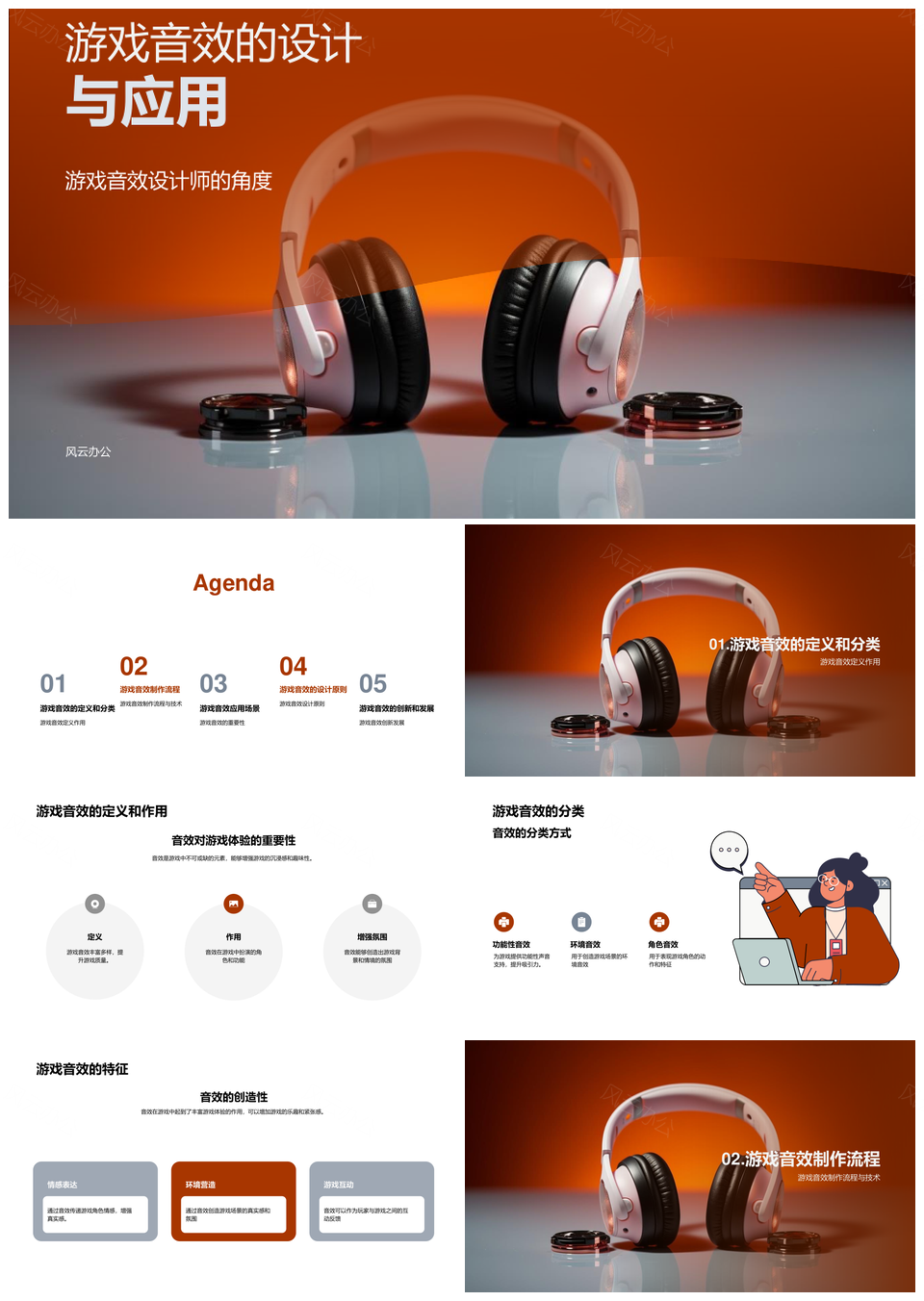 游戏音效设计应用特征分类与耳机作用PPT模板