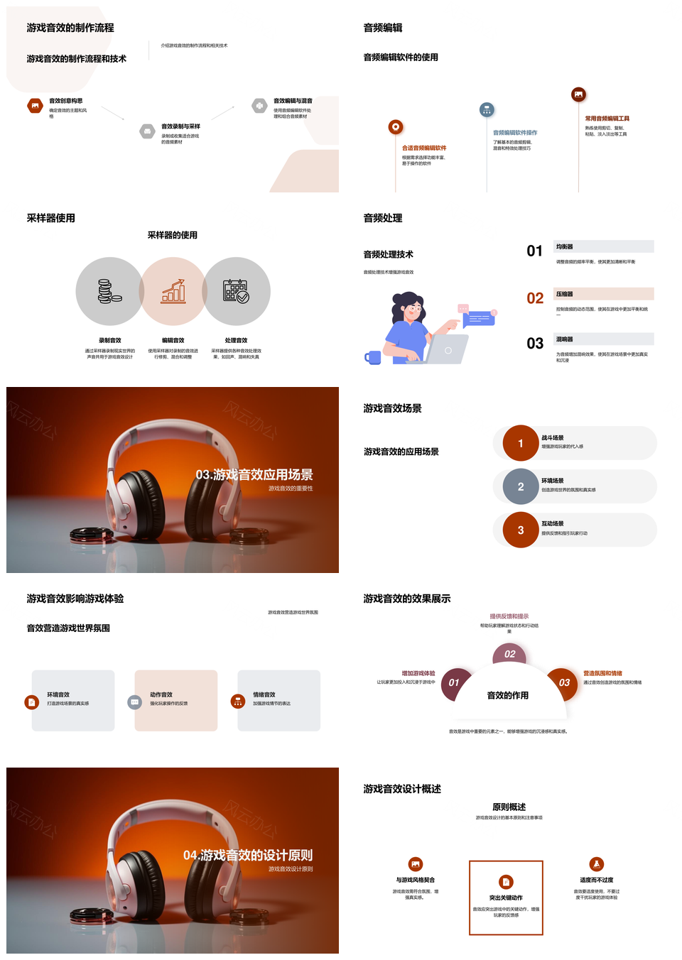 游戏音效设计应用特征分类与耳机作用PPT模板