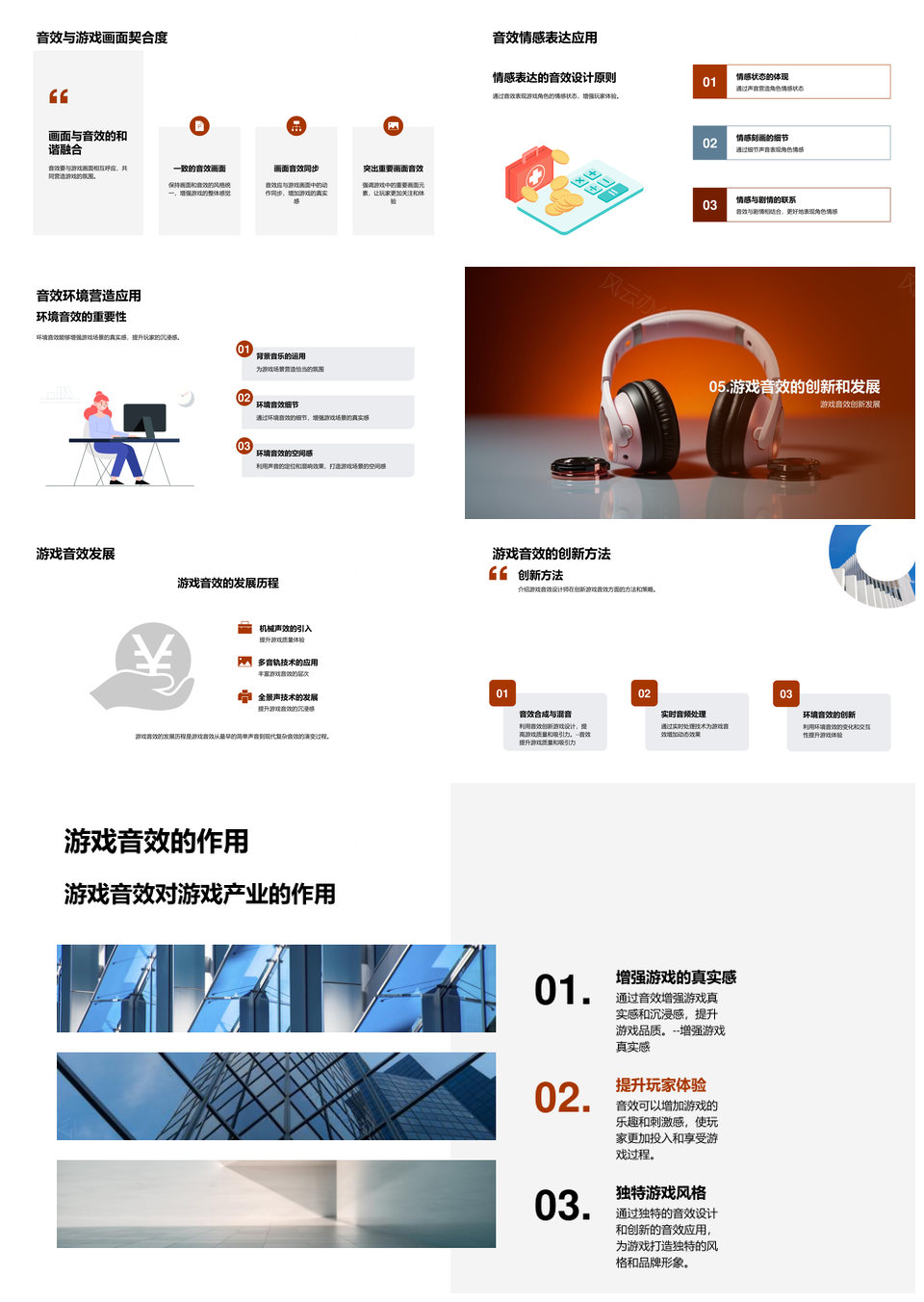 游戏音效设计应用特征分类与耳机作用PPT模板