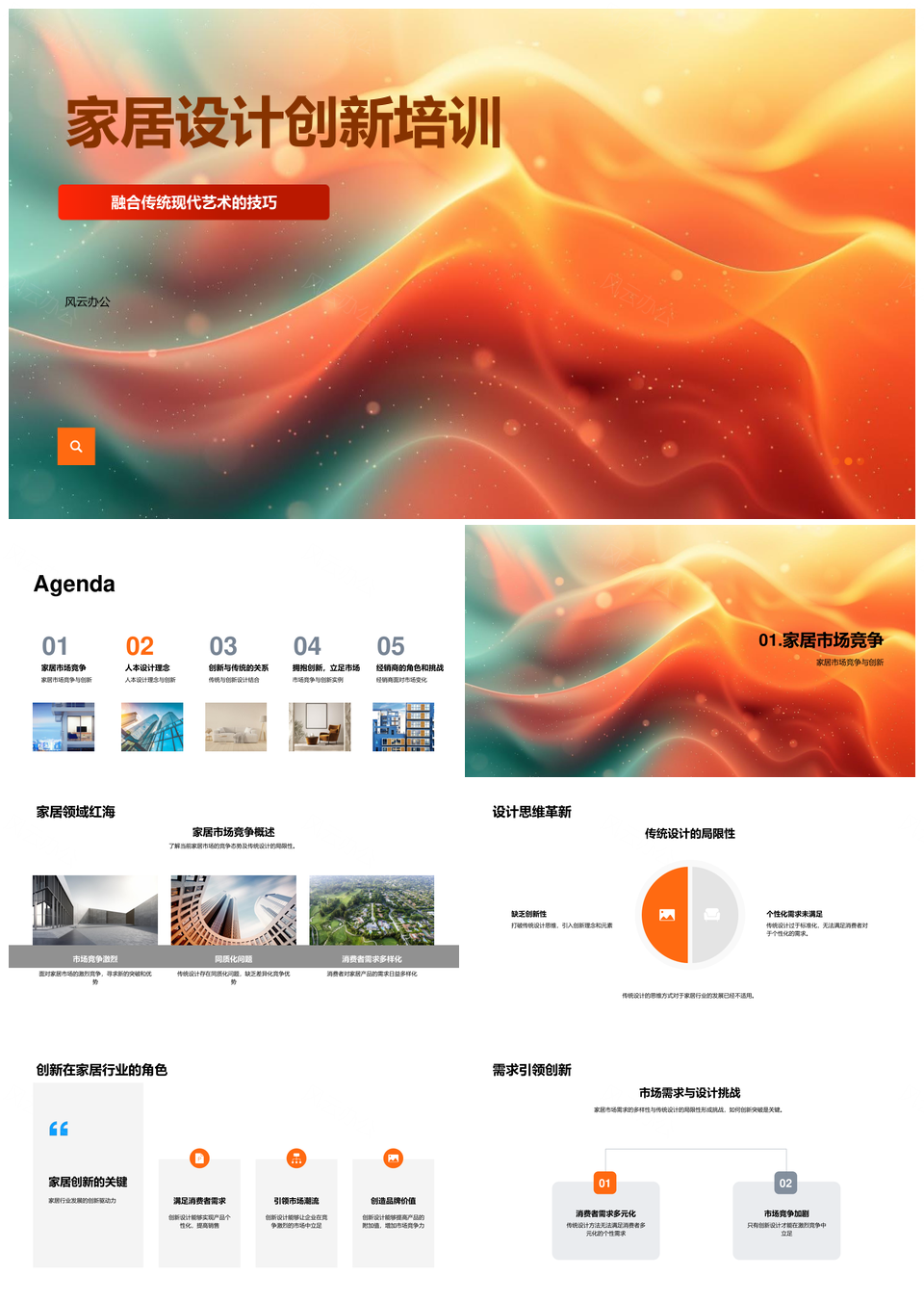 家居设计创新培训传统现代艺术科技人本思维个性竞争PPT模板