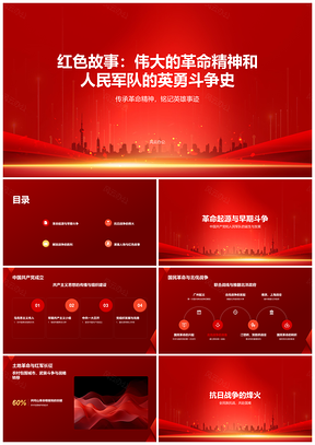 红色党政历史故事精神弘扬事迹PPT模板