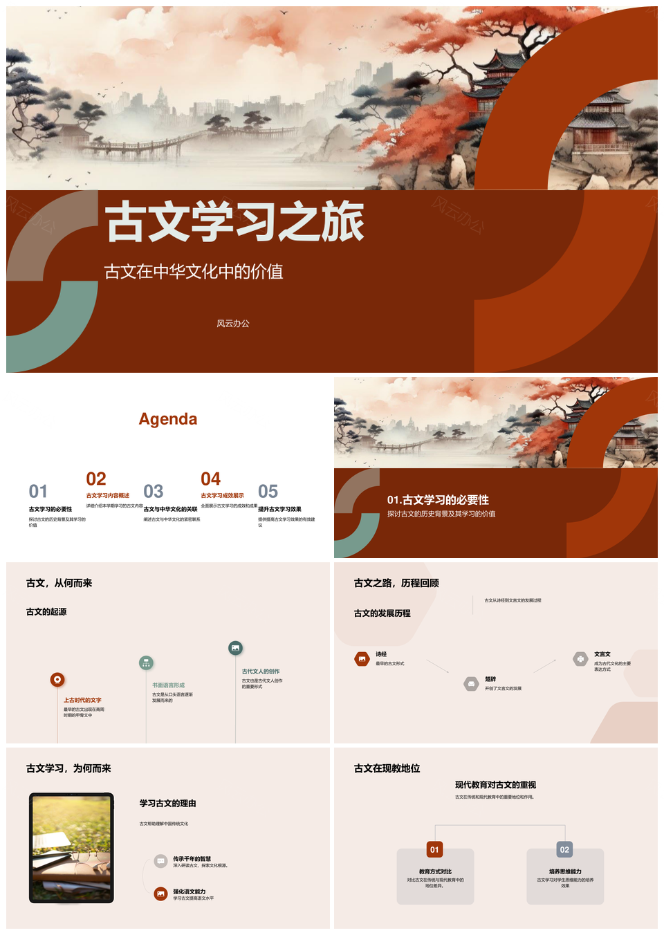 古文学习中华文化源流现代教育传承篇目PPT模板