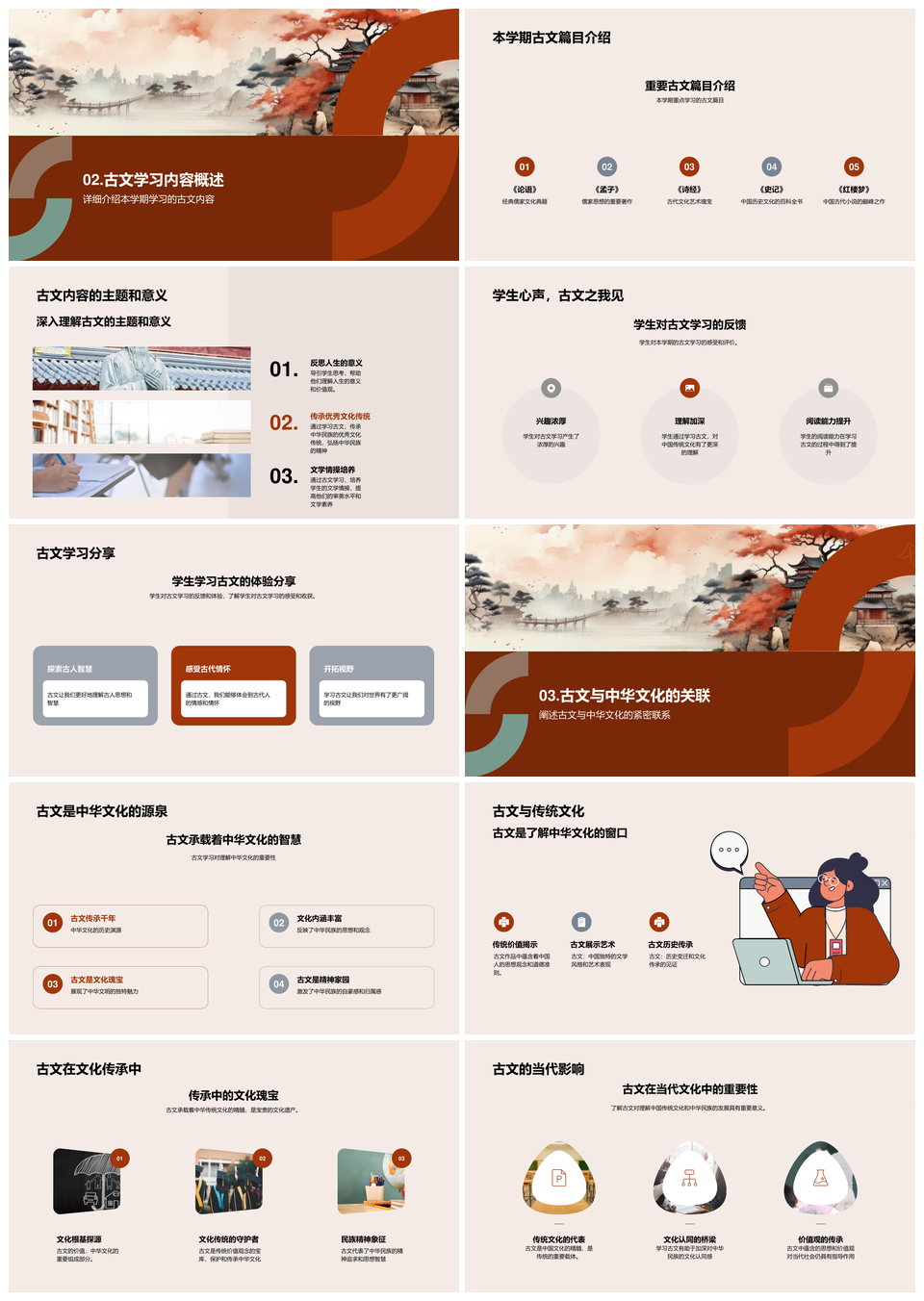 古文学习中华文化源流现代教育传承篇目PPT模板